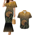 New Zealand Kiwi Bird Couples Matching Mermaid Dress and Hawaiian Shirt Silver Fern Mix Maori Pattern