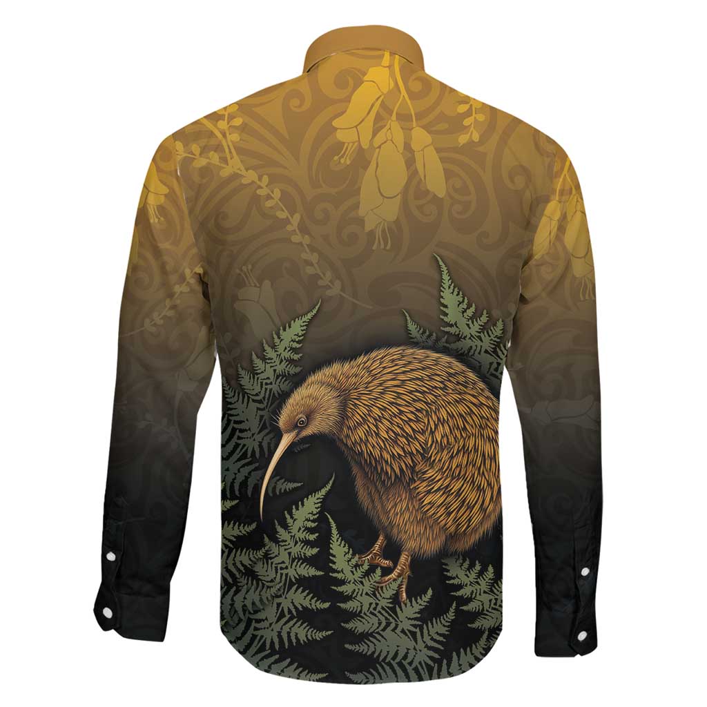 New Zealand Kiwi Bird Family Matching Long Sleeve Bodycon Dress and Hawaiian Shirt Silver Fern Mix Maori Pattern