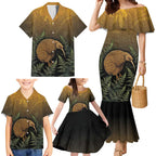 New Zealand Kiwi Bird Family Matching Mermaid Dress and Hawaiian Shirt Silver Fern Mix Maori Pattern