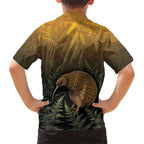New Zealand Kiwi Bird Family Matching Mermaid Dress and Hawaiian Shirt Silver Fern Mix Maori Pattern