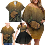 New Zealand Kiwi Bird Family Matching Off Shoulder Short Dress and Hawaiian Shirt Silver Fern Mix Maori Pattern