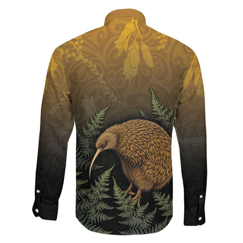 New Zealand Kiwi Bird Family Matching Short Sleeve Bodycon Dress and Hawaiian Shirt Silver Fern Mix Maori Pattern