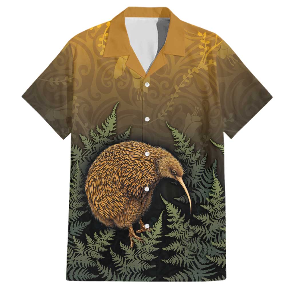 New Zealand Kiwi Bird Family Matching Tank Maxi Dress and Hawaiian Shirt Silver Fern Mix Maori Pattern