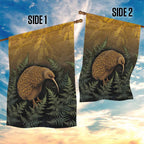 New Zealand Kiwi Bird Garden Flag Silver Fern Mix Maori Pattern