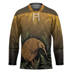 New Zealand Kiwi Bird Hockey Jersey Silver Fern Mix Maori Pattern