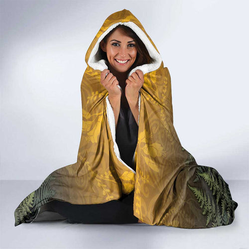 New Zealand Kiwi Bird Hooded Blanket Silver Fern Mix Maori Pattern