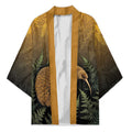 New Zealand Kiwi Bird Kimono Silver Fern Mix Maori Pattern
