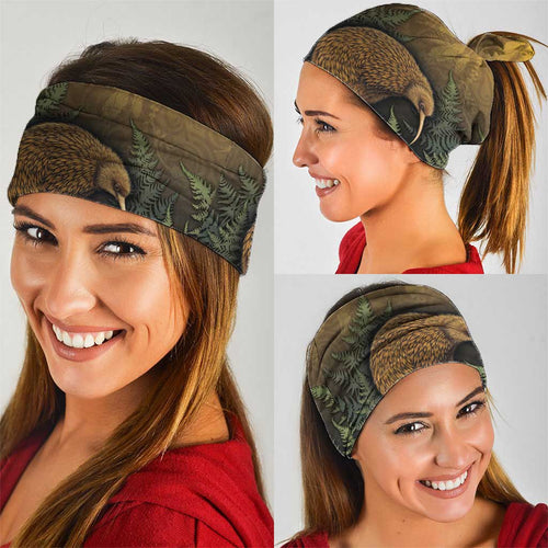 New Zealand Kiwi Bird Neck Gaiter Silver Fern Mix Maori Pattern