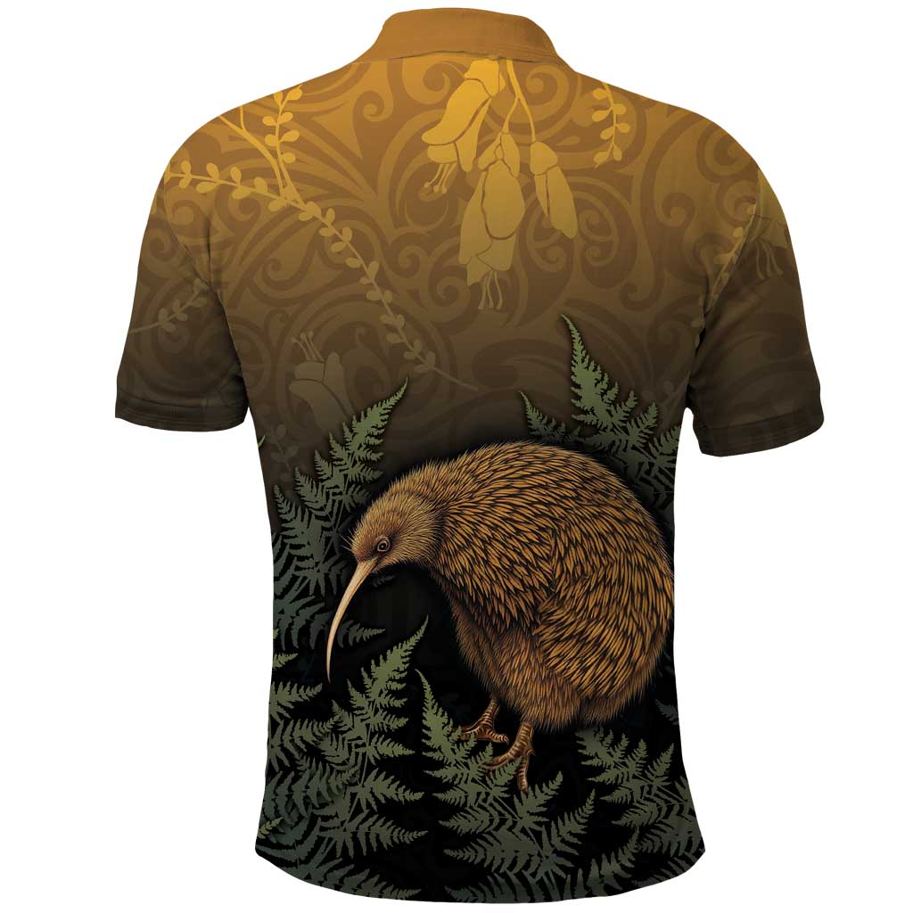 New Zealand Kiwi Bird Polo Shirt Silver Fern Mix Maori Pattern