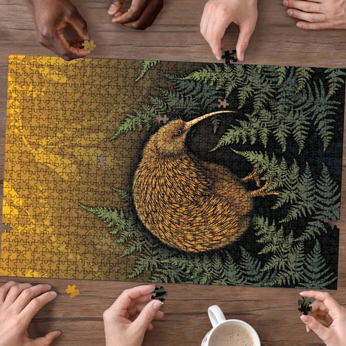 New Zealand Kiwi Bird Puzzle Silver Fern Mix Maori Pattern