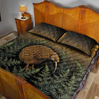 New Zealand Kiwi Bird Quilt Bed Set Silver Fern Mix Maori Pattern