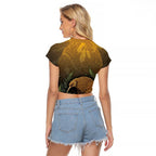 New Zealand Kiwi Bird Raglan Cropped T Shirt Silver Fern Mix Maori Pattern