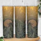 New Zealand Kiwi Bird Skinny Tumbler Silver Fern Mix Maori Pattern