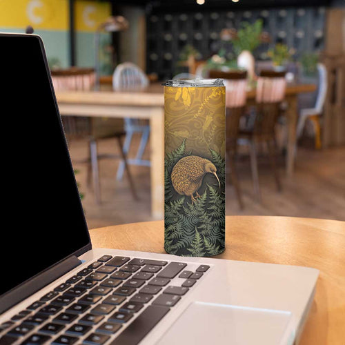 New Zealand Kiwi Bird Skinny Tumbler Silver Fern Mix Maori Pattern