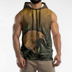 New Zealand Kiwi Bird Sleeveless Zip Hoodie Silver Fern Mix Maori Pattern