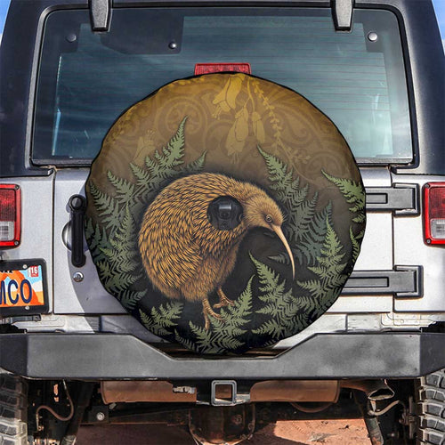 New Zealand Kiwi Bird Spare Tire Cover Silver Fern Mix Maori Pattern