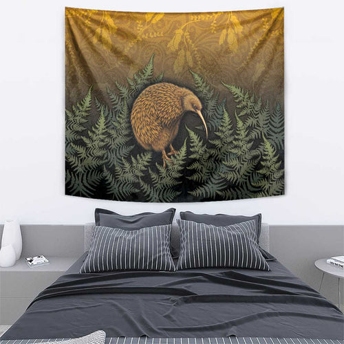 New Zealand Kiwi Bird Tapestry Silver Fern Mix Maori Pattern