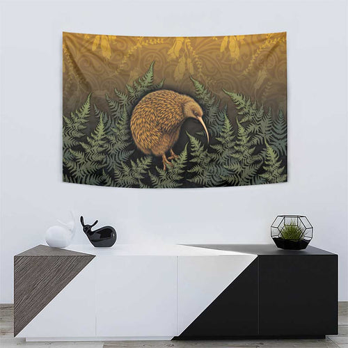 New Zealand Kiwi Bird Tapestry Silver Fern Mix Maori Pattern