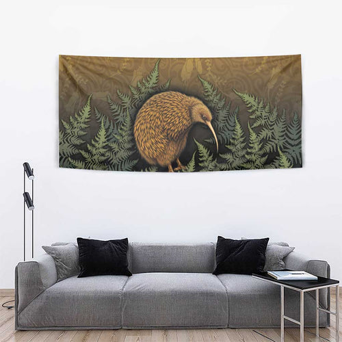 New Zealand Kiwi Bird Tapestry Silver Fern Mix Maori Pattern
