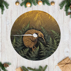 New Zealand Kiwi Bird Tree Skirt Silver Fern Mix Maori Pattern