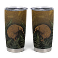 New Zealand Kiwi Bird Tumbler Cup Silver Fern Mix Maori Pattern