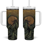 New Zealand Kiwi Bird Tumbler With Handle Silver Fern Mix Maori Pattern