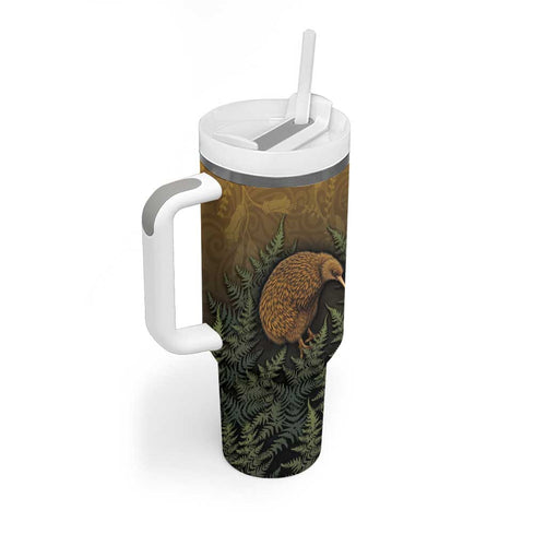 New Zealand Kiwi Bird Tumbler With Handle Silver Fern Mix Maori Pattern