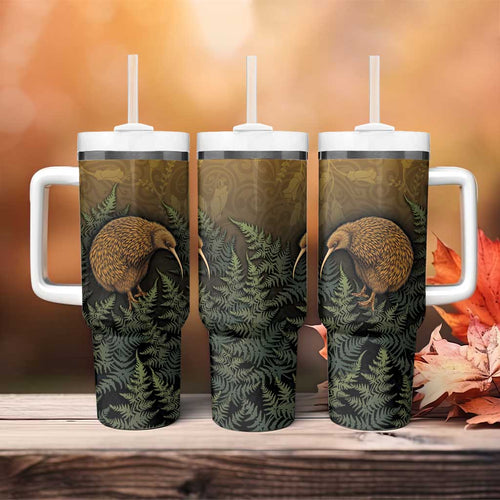New Zealand Kiwi Bird Tumbler With Handle Silver Fern Mix Maori Pattern