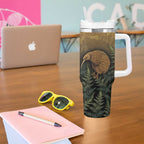 New Zealand Kiwi Bird Tumbler With Handle Silver Fern Mix Maori Pattern