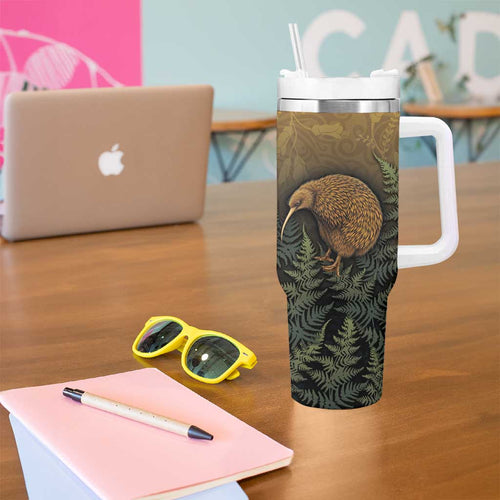 New Zealand Kiwi Bird Tumbler With Handle Silver Fern Mix Maori Pattern