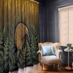 New Zealand Kiwi Bird Window Curtain Silver Fern Mix Maori Pattern