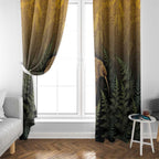 New Zealand Kiwi Bird Window Curtain Silver Fern Mix Maori Pattern