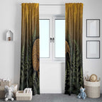New Zealand Kiwi Bird Window Curtain Silver Fern Mix Maori Pattern