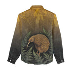 New Zealand Kiwi Bird Women Casual Shirt Silver Fern Mix Maori Pattern