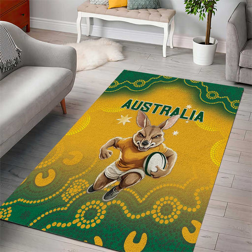 Australia Rugby 2024 Area Rug Go Wallabies Aboriginal Pattern