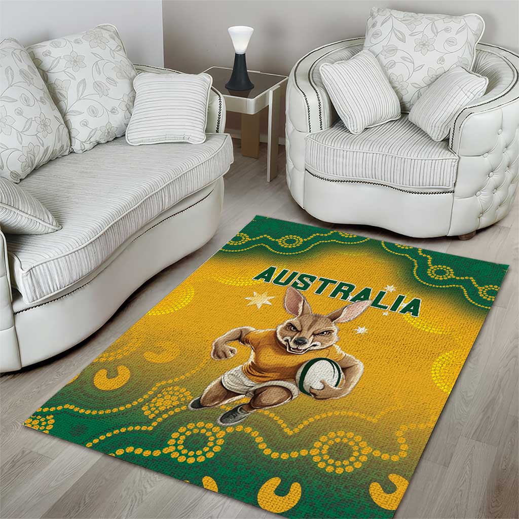 Australia Rugby 2024 Area Rug Go Wallabies Aboriginal Pattern
