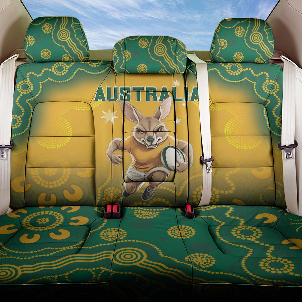 Australia Rugby 2024 Back Car Seat Cover Go Wallabies Aboriginal Pattern