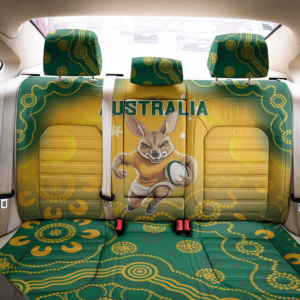 Australia Rugby 2024 Back Car Seat Cover Go Wallabies Aboriginal Pattern