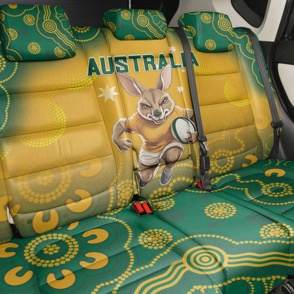 Australia Rugby 2024 Back Car Seat Cover Go Wallabies Aboriginal Pattern