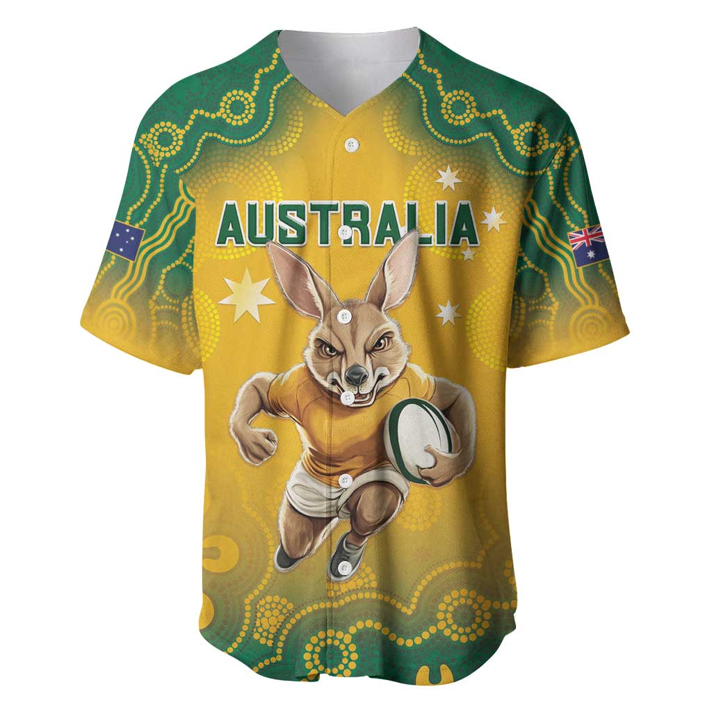 Custom Australia Rugby 2024 Baseball Jersey Go Wallabies Aboriginal Pattern