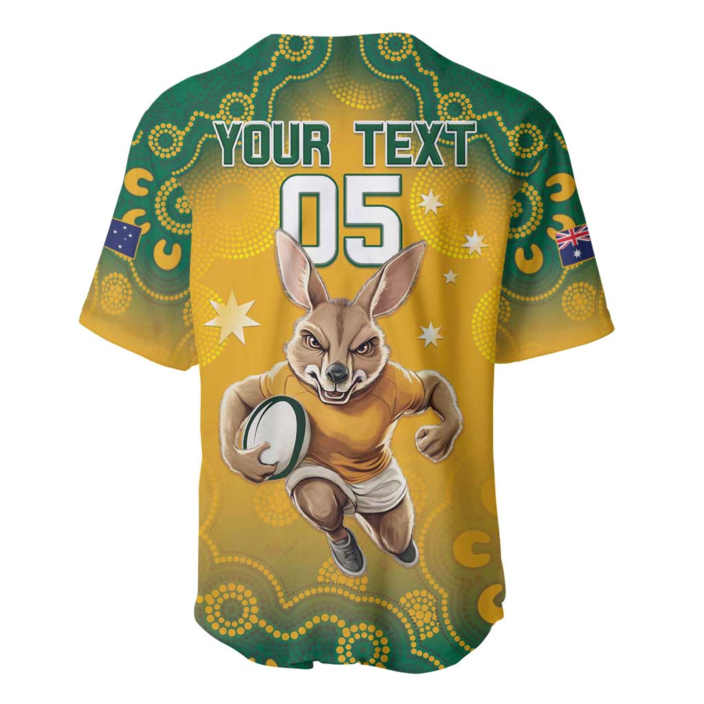 Custom Australia Rugby 2024 Baseball Jersey Go Wallabies Aboriginal Pattern