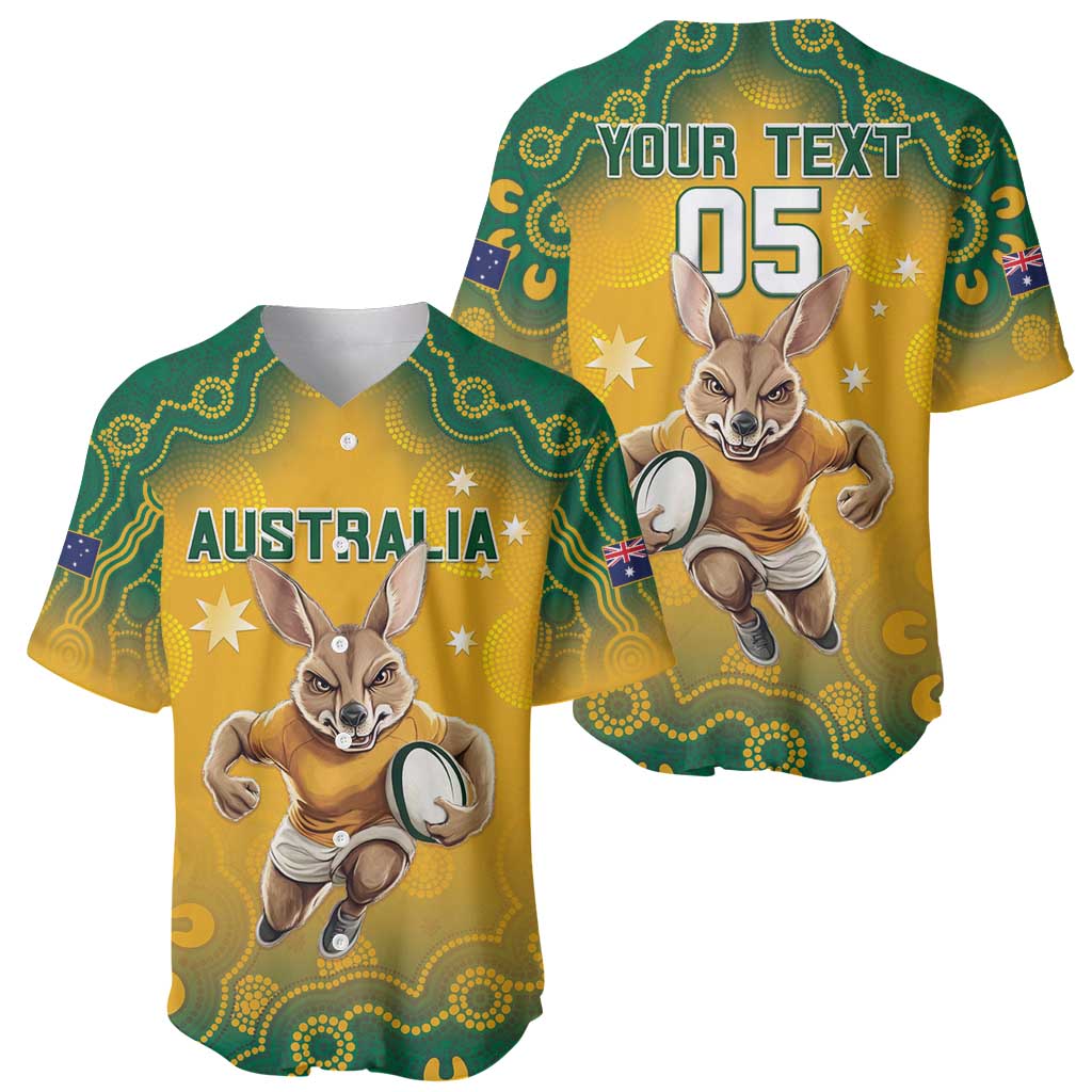Custom Australia Rugby 2024 Baseball Jersey Go Wallabies Aboriginal Pattern