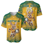 Custom Australia Rugby 2024 Baseball Jersey Go Wallabies Aboriginal Pattern