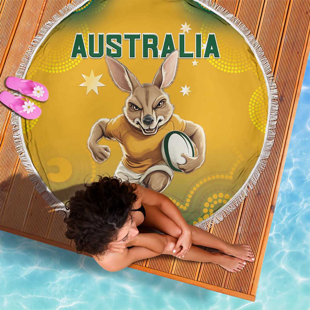 Australia Rugby 2024 Beach Blanket Go Wallabies Aboriginal Pattern