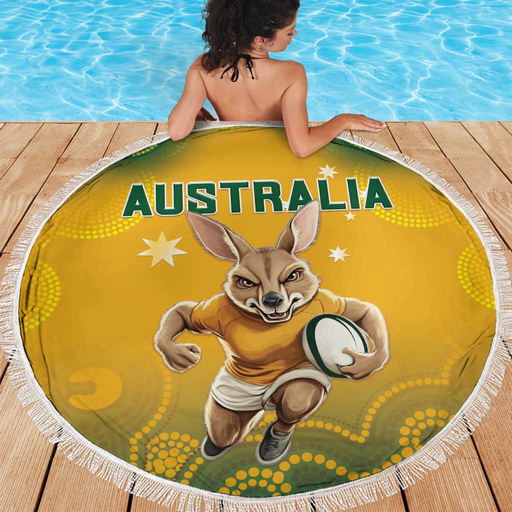 Australia Rugby 2024 Beach Blanket Go Wallabies Aboriginal Pattern