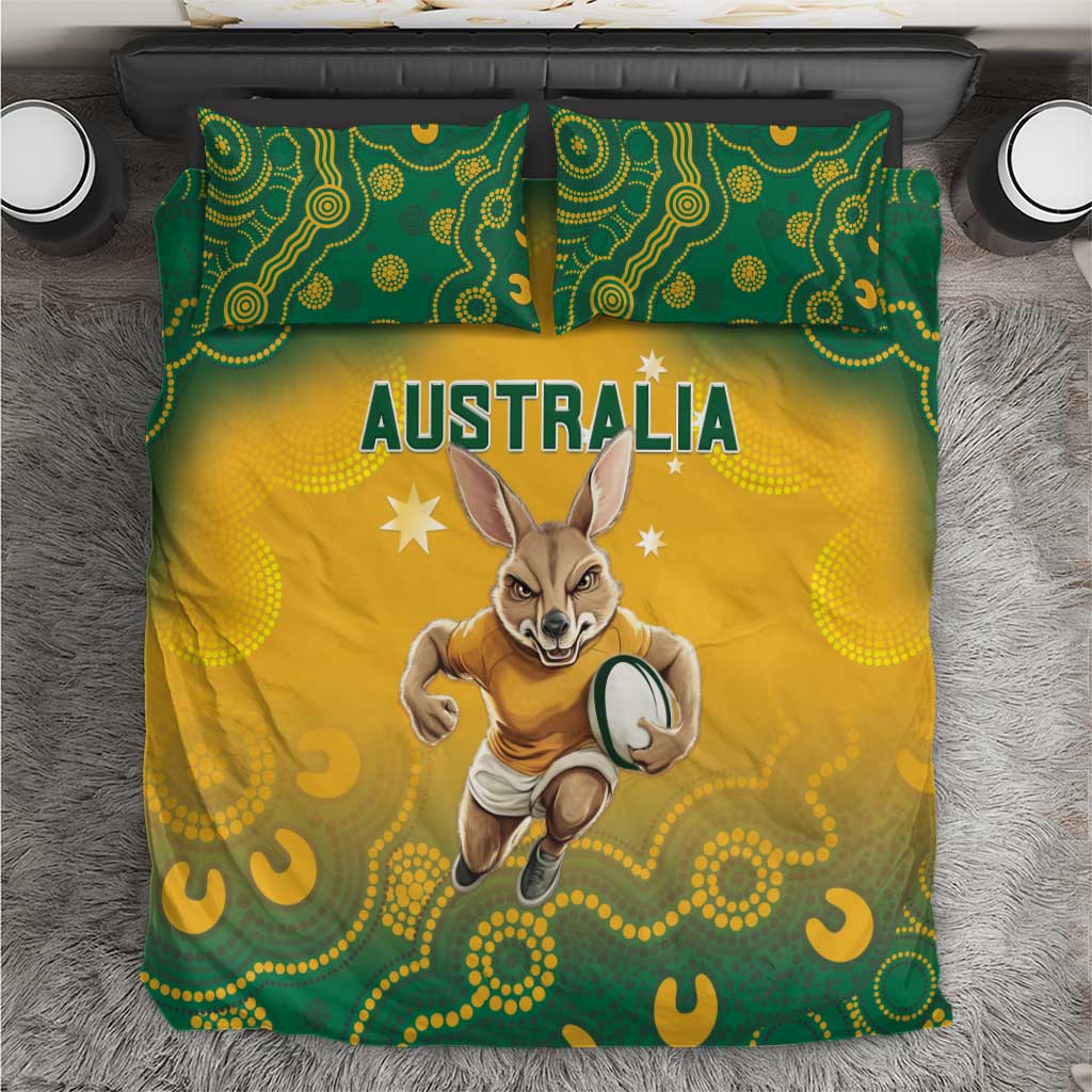 Australia Rugby 2024 Bedding Set Go Wallabies Aboriginal Pattern