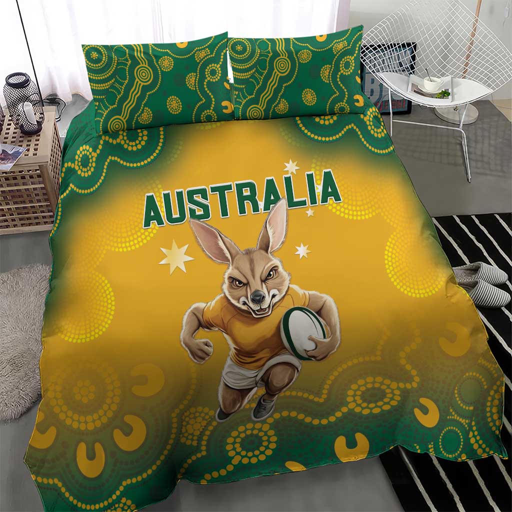 Australia Rugby 2024 Bedding Set Go Wallabies Aboriginal Pattern
