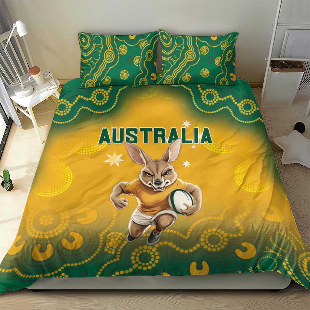 Australia Rugby 2024 Bedding Set Go Wallabies Aboriginal Pattern
