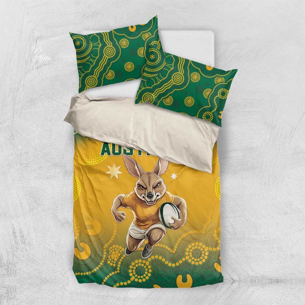 Australia Rugby 2024 Bedding Set Go Wallabies Aboriginal Pattern