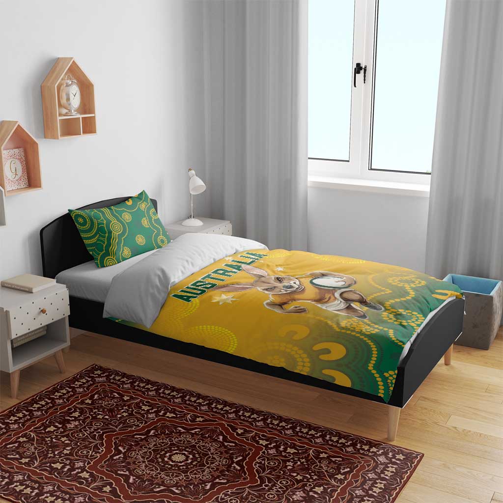 Australia Rugby 2024 Bedding Set Go Wallabies Aboriginal Pattern